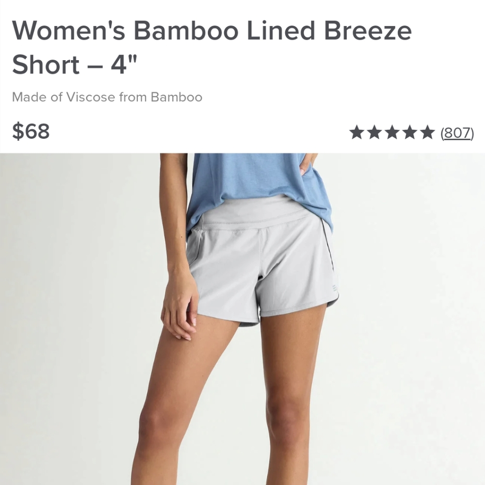 Free Fly Apparel Bamboo Lined Breeze Short - 4" in Light Grey, sz XL